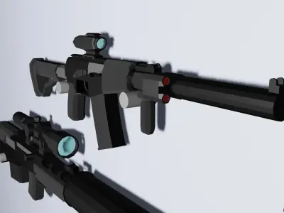 Russian low-poly gun pack Low-poly 3D model