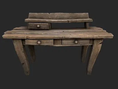 Medieval Lab table Low-poly 3D model