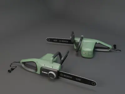 Realistic Power Tool Bosch Chainsaw with PBR Texture 3D model Low-poly 3D model