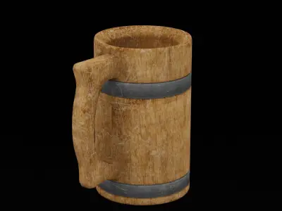 Wooden Tankard  Low-poly 3D model
