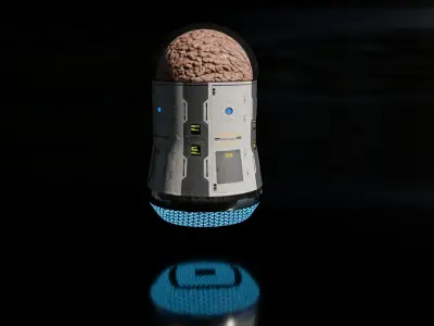 Droid spaceship with egg inside Low-poly 3D model