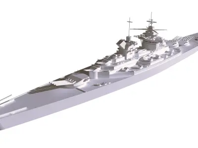 Alsace Battleship Concept  Low-poly 3D model