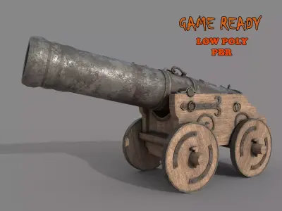 Medieval Cannon Low-poly 3D model buy