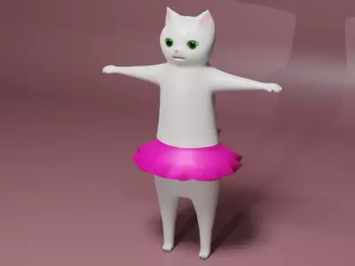 Cartoon Whitie Cat Low-poly 3D model