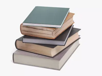 Pile of 5 Blank Books - Realistic Hardcover Publications Set 3D model