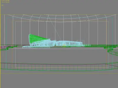 Architecture futuristic building with glass roof 3D model