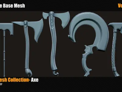 20 Axe Base Mesh Low-poly 3D model