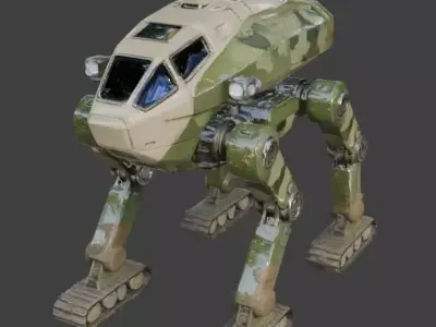 Realistic Hard Sci-Fi Quadruped Reconnaissance Walker Low-poly 3D model