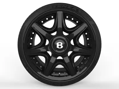 Bentley Continental GT wheel with tire Low-poly 3D model