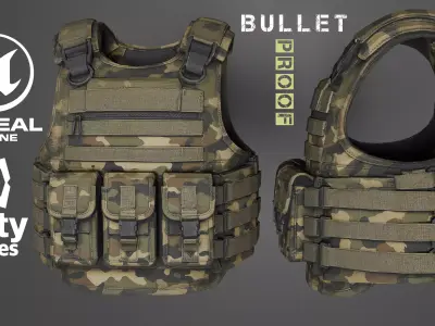 BULLET PROOF VEST low poly game ready Low-poly 3D model