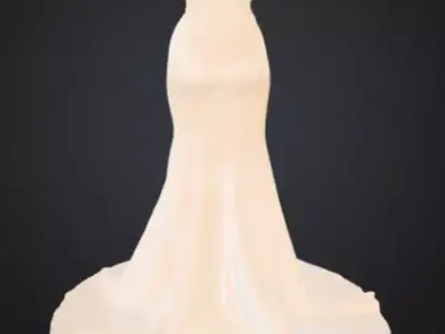 Evening Elegance Dress of Grace and Timeless Beauty  Low-poly 3D model