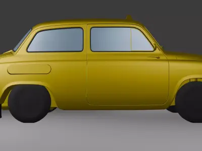 Low Poly Vintage Yellow Taxi Car 3D Model Low-poly 3D model