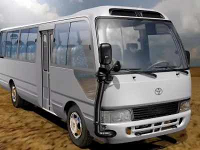 Toyota Coaster Bus Low-poly 3D model