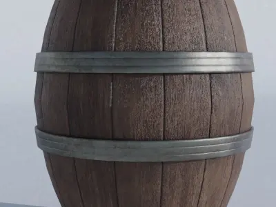 low-poly barrel PBR wooden Free low-poly 3D model