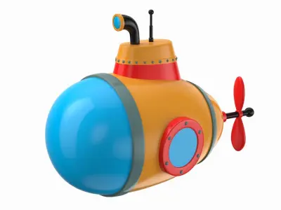 Cartoon Style Submarine Yellow 3D model