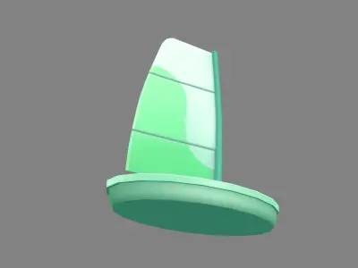 Cartoon green sailboat Low-poly 3D model
