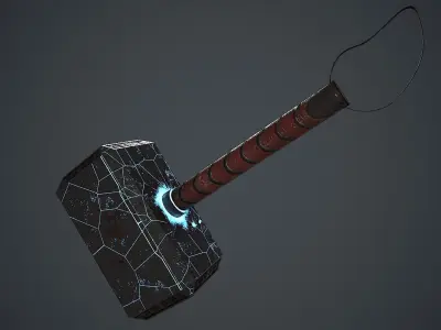 Mjolnir Thor Hammer 3D model Marvel Comics Avengers Low-poly 3D model