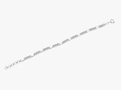 Link Chain V4 - Silver Figaro Bracelet 3D model