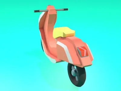 Low poly Vespa-Motorcycle 3D game asset Low-poly 3D model
