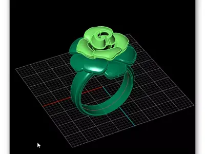 rose flower gold ring 3 part 3D print model