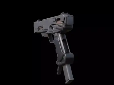 Cyberpunk Energy Pistol PBR Tactical Sidearm FBX Blender Low-poly 3D model