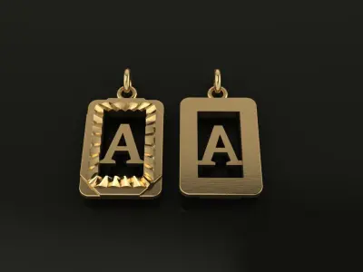 Antique Vintage Style Box Rectangle Letter Frame Pendant STYLE 1 3D print model