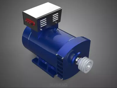 BLUE ELECTRICAL GENERATOR MOTOR ALTERNATOR DYNAMO SHEAVE 3 TRACK 3D model