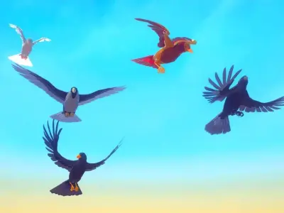 Poly Art Ravens and Crows Low-poly 3D model