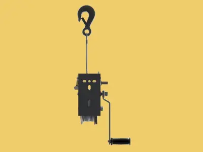 MANUAL ROTARY HAND CRANK WINCH HOIST WIRE ROPE SLING LIFT CRANE 3D model