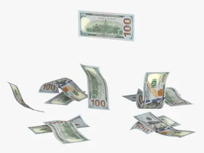 100 United States Multy Falling Notes 3D model