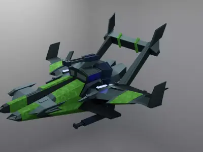 spaceship flying in sky Low-poly 3D model purchase