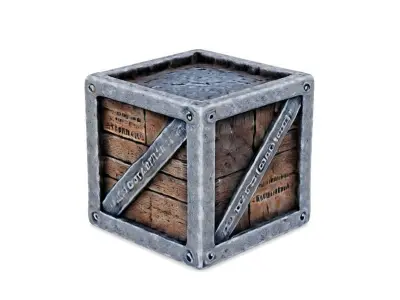 Rustic Industrial Metal and Wood Crate 3D model
