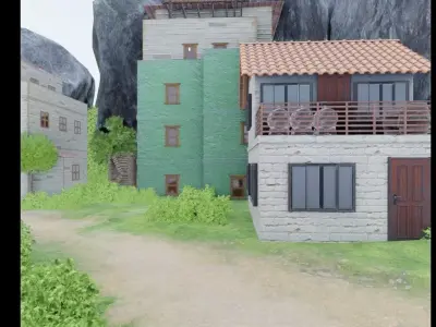 Lush Mountain Village 3D model
