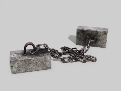 Concrete Debris - Chain Weight - PBR Low-poly 3D model
