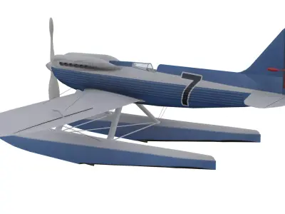 Supermarine S6B Low-poly 3D model