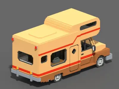Voxel Motorhome Low-poly 3D model