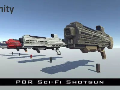 PBR Sci-Fi Shotgun Low-poly 3D model