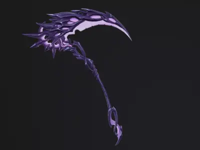 Hand painted 3D dark Scythe Low-poly 3D model
