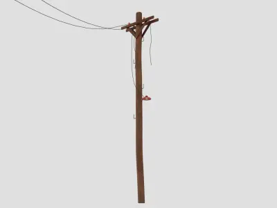 Old Wood Lamp Post Low-poly 3D model