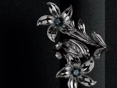 gold  and platinum jewelry floral design Low-poly 3D model