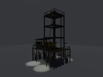 Oil Rig Tower Low-poly 3D model