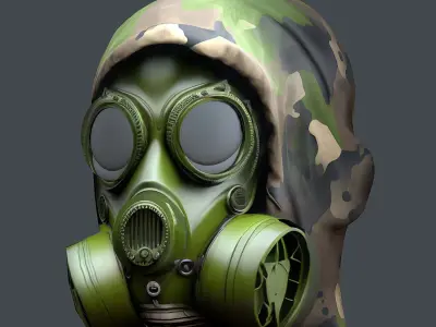 Gas mask helmet 3d model military combat Low-poly 3D model