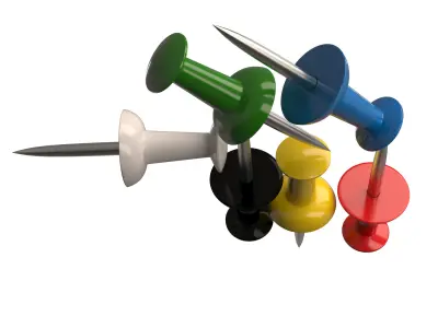 Assorted Colors Push Pins Low-poly 3D model