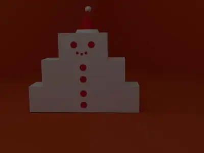 Snowman with santa hat 3D model
