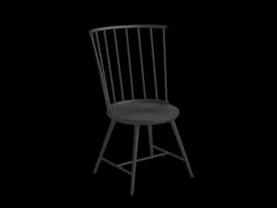 High Back Black Metal Chair Low-poly 3D model