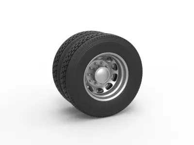 10 Hole rear double wheel of old school truck Scale 1 to 25 3D print model