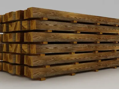 Wooden Bar Stack 3D model