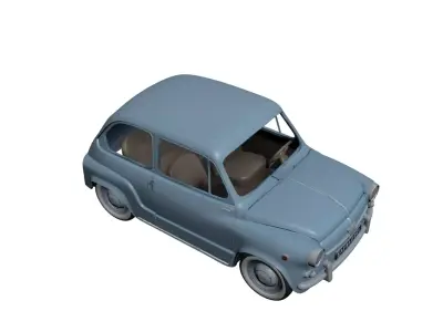Classic Fiat 600 Vintage European Compact Car 3D model