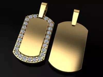 Dainty Diamond Dogtag ID Bar Pendant 3D print model