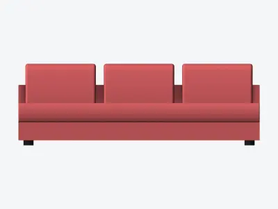 Seat - Sofa - Simplicity - Comfort - Triple - No Arm Low-poly 3D model